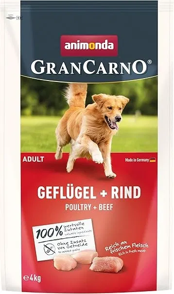 animonda GranCarno Adult Hundetrockenfutter getreidefrei Geflügel + Rind (1x4kg) ab 12,15 € inkl. Prime-Versand (statt 19,18 €)