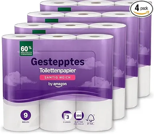 by Amazon Toilettenpapier 3-lagig (4 x 200 Blätter) ab 13,70 € inkl. Prime-Versand (4x 48,70 €, also 12,18 € pro 4 Rollen)