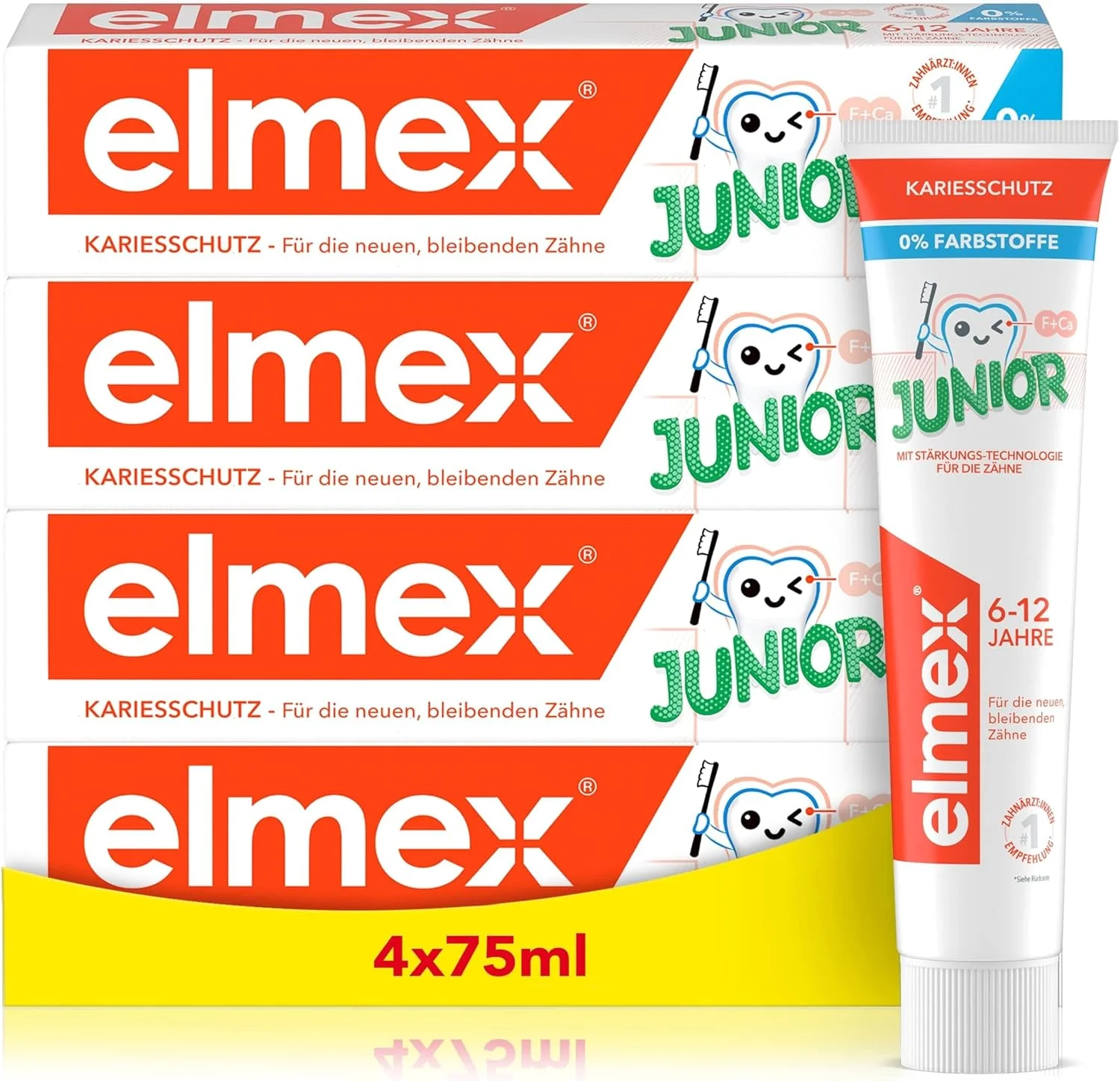 elmex Zahnpasta Junior 6-12 Jahre 4er Pack (4x75ml)