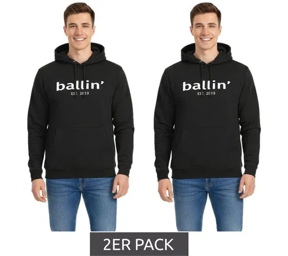 Ballin Est. 2013 Hoodie Kapuzen-Pullover Ho-H00050 (2ER Sparpack Gr. XS bis XXL Schwarz) für 31,98 € inkl. Versand (statt 89,98 €)