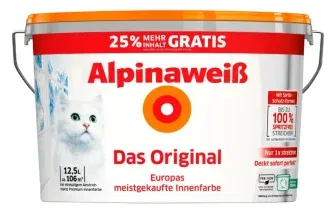 ALPINA Dispersionsfarbe Alpinaweiß das Original Weiß Matt 2x12,5 l für 76,66 € inkl. Versand (statt 104,97 €)