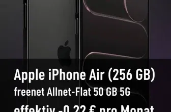 Gomibo: Apple iPhone Air (256 GB) + freenet Allnet-Flat 50 GB 5G für 39,95 € / Monat + 183,95 € einmalig