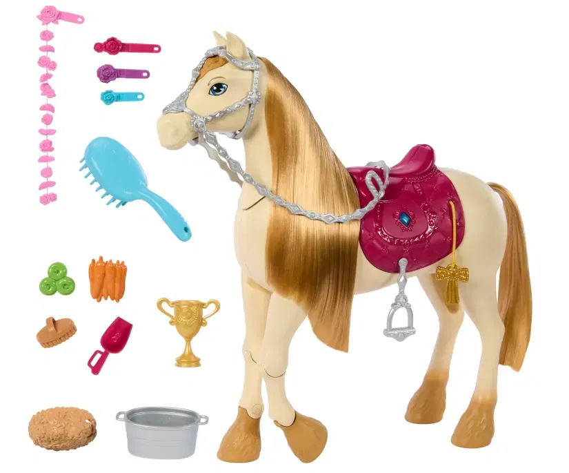 Barbie Spielzeugpferd mit Geräuschen Musik und Zubehör HXJ42 für 22,99 € inkl. Prime-Versand (statt 32,54 €)