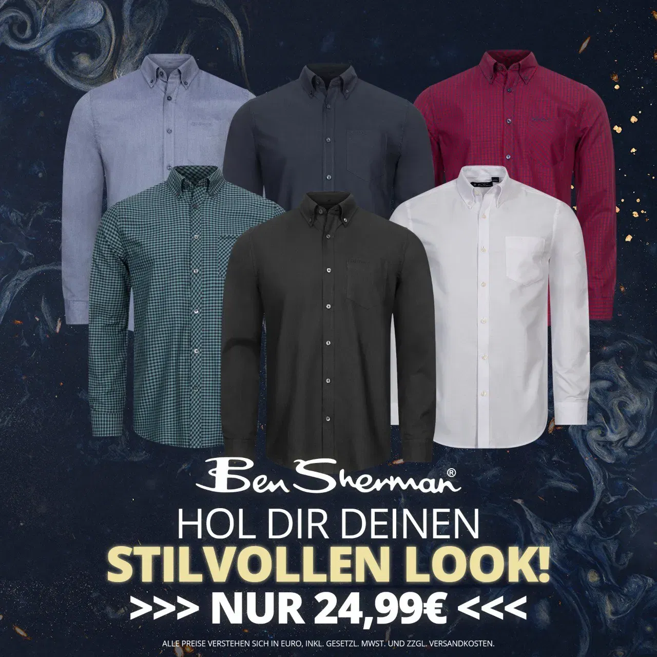 Ben Sherman Oxford Herren Langarm Hemd (18 Farben, Gr. S bis XL) für 29,94 € inkl. Versand