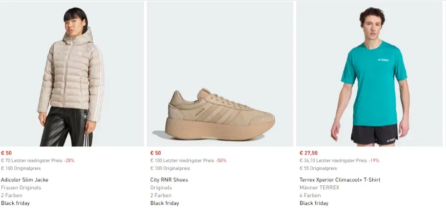 Schnäppchen, Deals und Rabattcodes des Tages - Black Friday 2025 Bis zu 60% Rabatt adidas DE