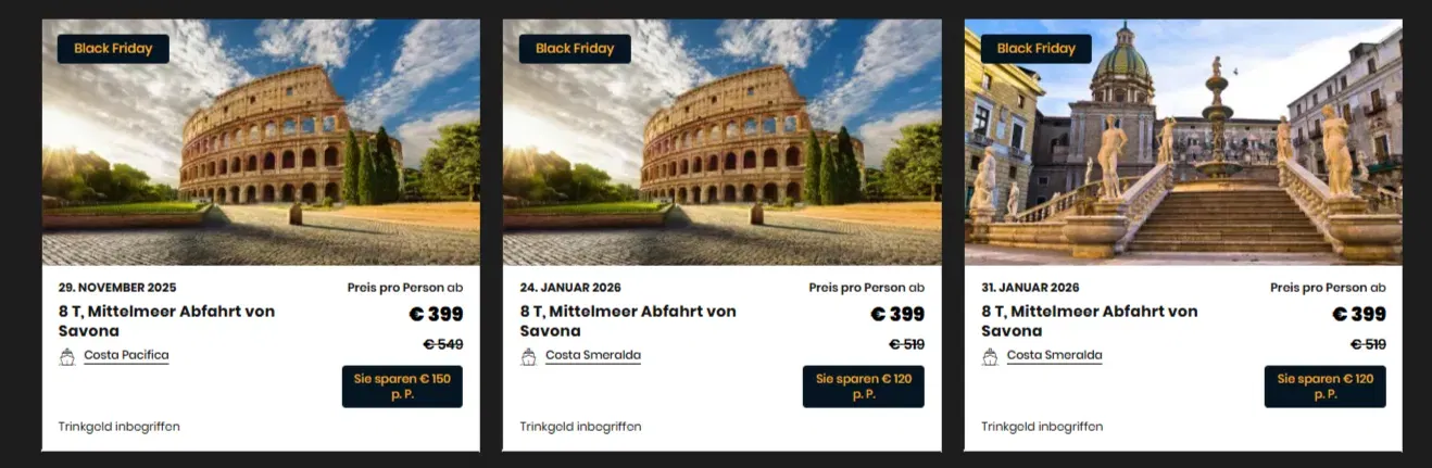 Schnäppchen, Deals Und Rabattcodes Des Tages - Black Friday 2025 Kreuzfahrten-Angebot