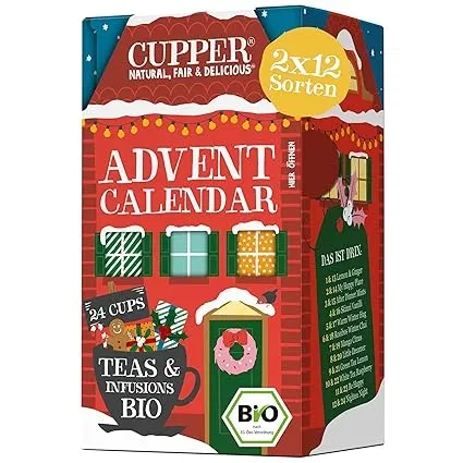 Cupper Bio Tee Adventskalender 2025 (ohne Schokolade mit 24 Teebeuteln 2×12 Sorten) ab 1,89 € inkl. Prime-Versand (statt 4,45 €)
