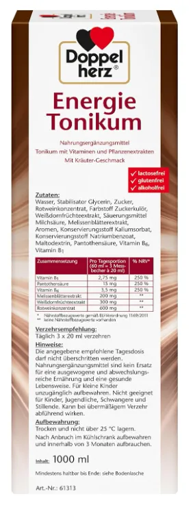 Schnäppchen, Deals und Rabattcodes des Tages - Doppelherz Energie Tonikum Mit B-Vitaminen Extrakte aus Weissdornfruechten Melissenblaetter