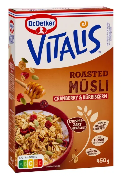 Schnäppchen, Deals und Rabattcodes des Tages - Dr. Oetker Vitalis Roasted Muesli Cranberry Kürbiskern