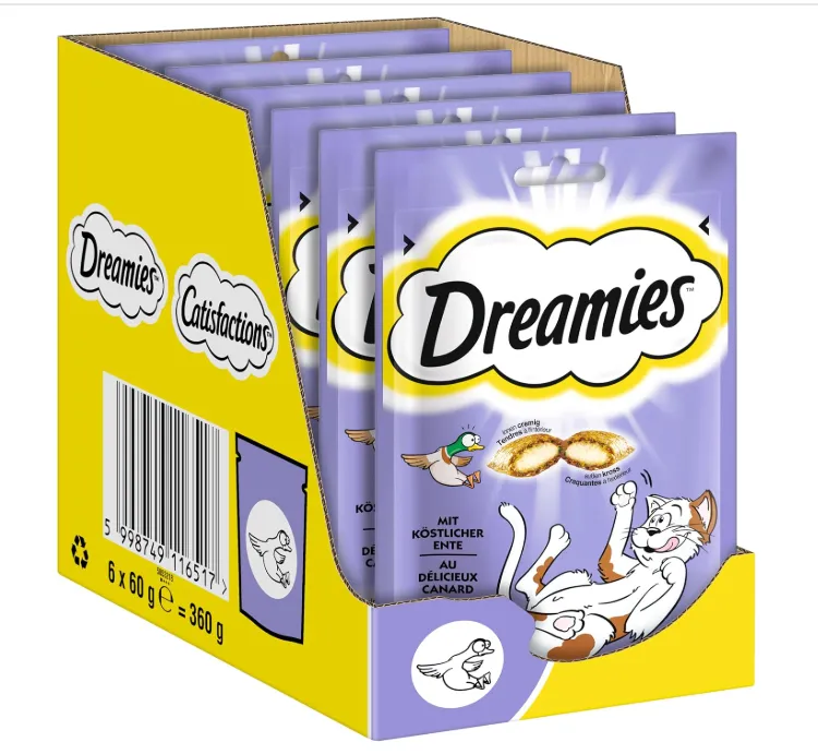 DREAMIES Katzensnacks mit Ente (6x60g) ab 5,30 € inkl. Prime-Versand (statt 8,94 €)