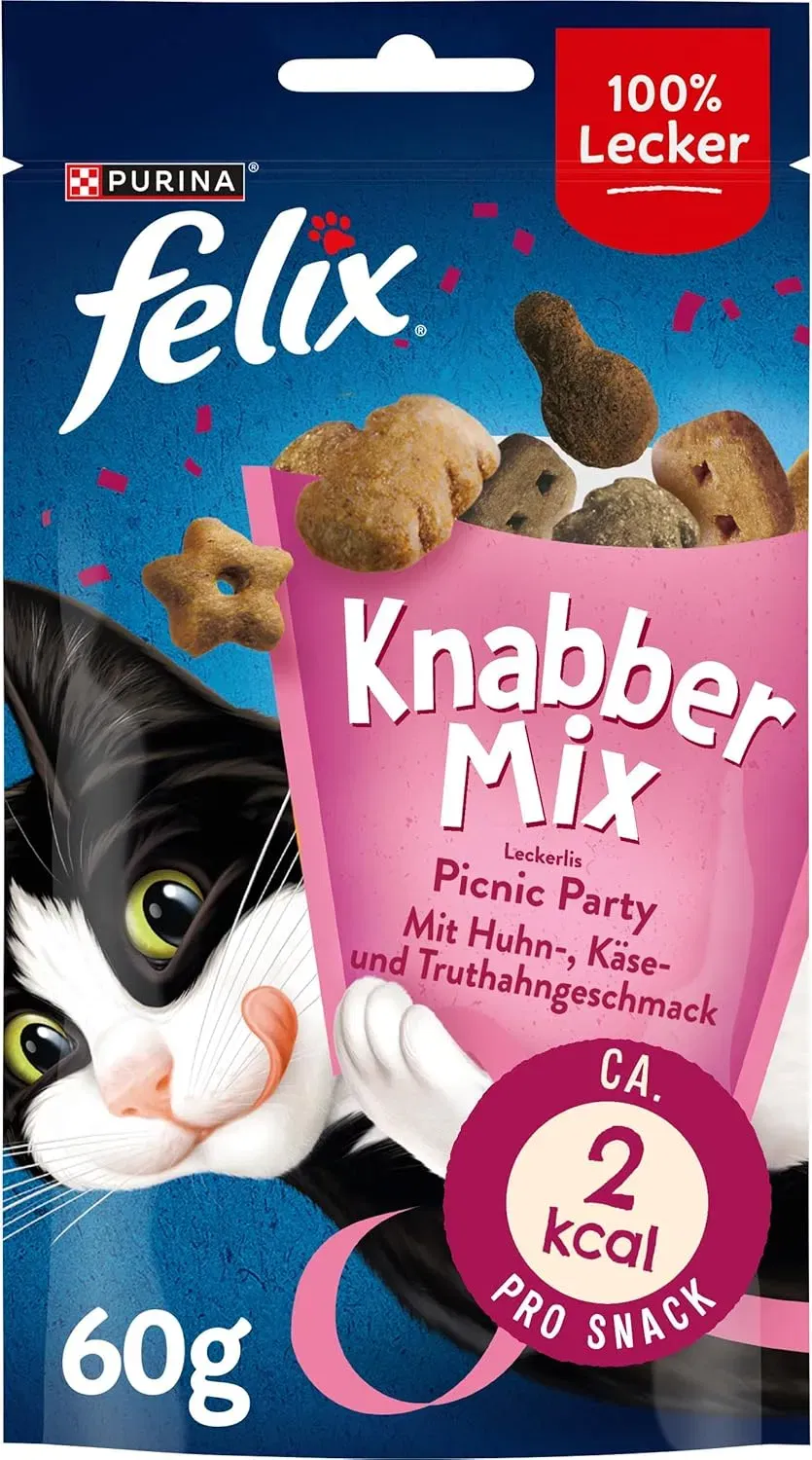 Felix Knabber Mix Leckerlis Grillspaß mit Rind-, Huhn- & Lachsgeschmack 8er Pack (8x60g) ab 6,64 € inkl. Prime-Versand