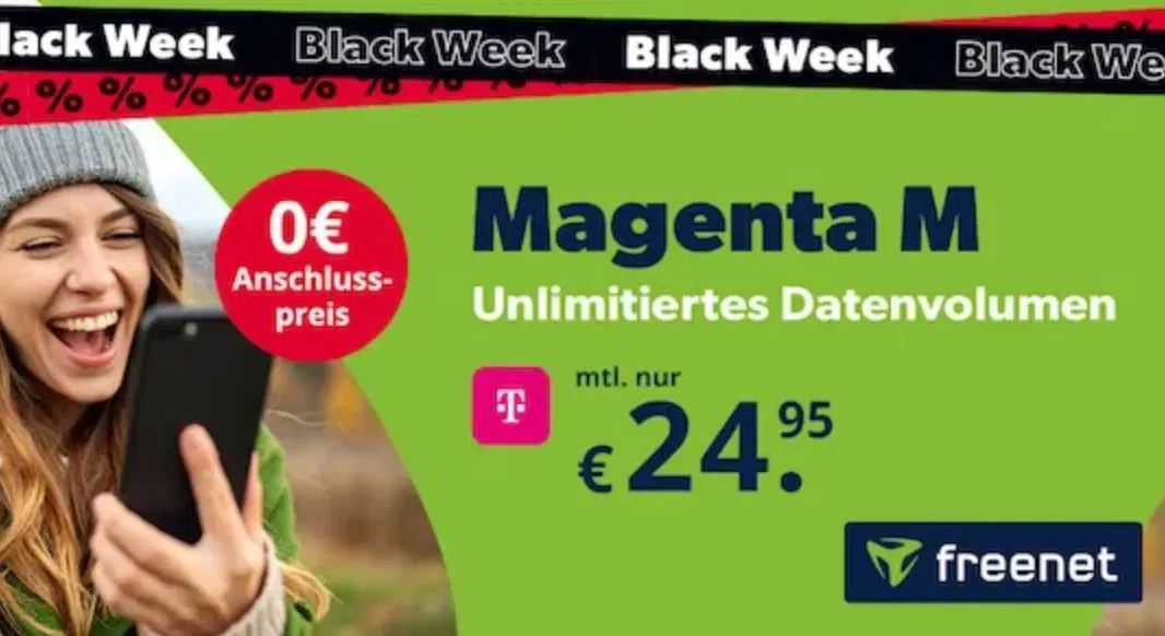 Telekom Magenta M Unlimited 5G (300 Mbit/s) für 24,95 € mtl. 🚀  freenet zündet zur Black Week den Mobilfunk-Turbo