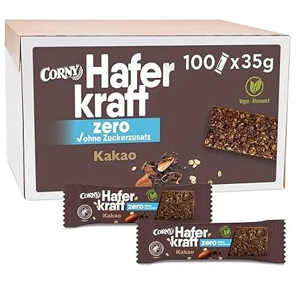 Haferriegel Corny Haferkraft Zero Kakao 100x35g ab 35,51 € inkl. Prime-Versand (statt 48,76 €)