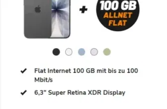 Apple iPhone 17 für 79,99€ + Vodafone Allnet 100GB (5G mit 100 Mbit/s) für 39,99€ mtl.