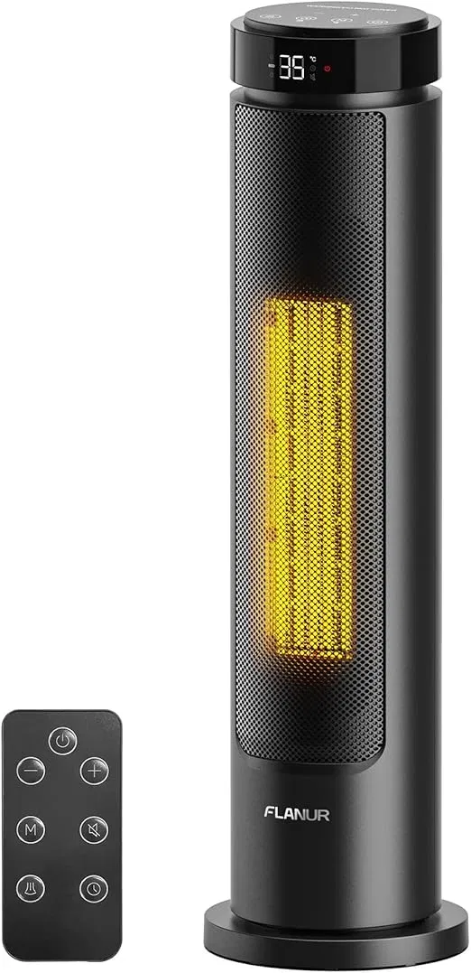 Heizlüfter Energiesparend 2000W PTC Elektroheizung (Thermostat & Fernbedienung 2000 W, 60cm) für 39,19 € inkl. Prime-Versand (statt 55,99 €)