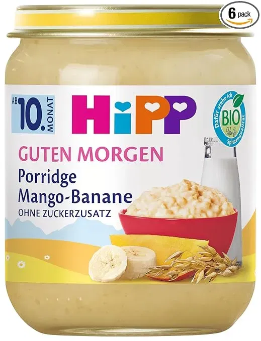 HiPP Bio Frühstücks-Porridge Mango-Banane-Haferbrei 6er Pack (6x160g) für 6,48 € inkl. Prime-Versand