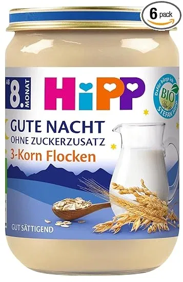 HiPP Bio Gute Nacht 3-Korn Flocken Babybrei ab 8. Monat 6er Pack (6x190g) ab 7,30 € inkl. Prime-Versand