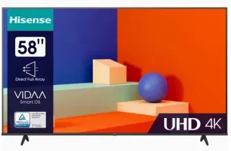Hisense 58A6K 58 4K Ultra Hd UHD VIDAA Smart TV Wi-Fi Black für 279,00 € inkl. Versand (statt 350,00 €)
