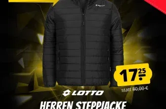 Lotto Herren Steppjacke Schwarz MJSX10001NET-R01 (Gr. M bis XL) für 22,20 € inkl. Versand