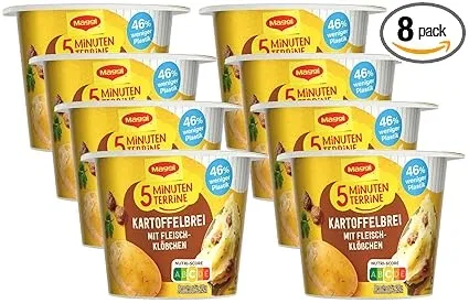 MAGGI 5 Minuten Terrine Kartoffelbrei mit Fleischklößchen 8er Pack (8x46g) ab 7,52 € inkl. Prime-Versand