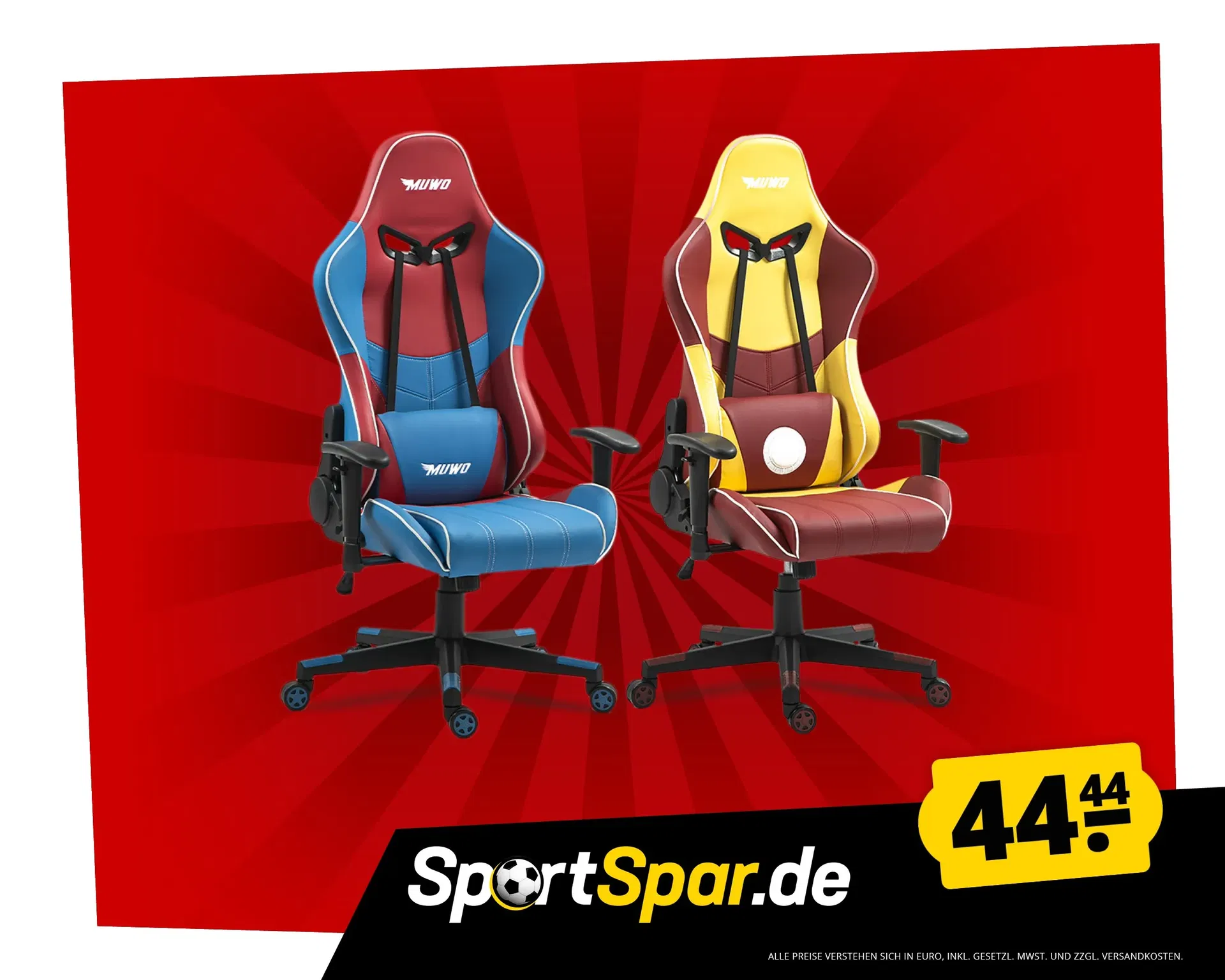 MUWO Hero E-Sports Gamingstuhl (2 Farben) für 42,72 € inkl. Versand