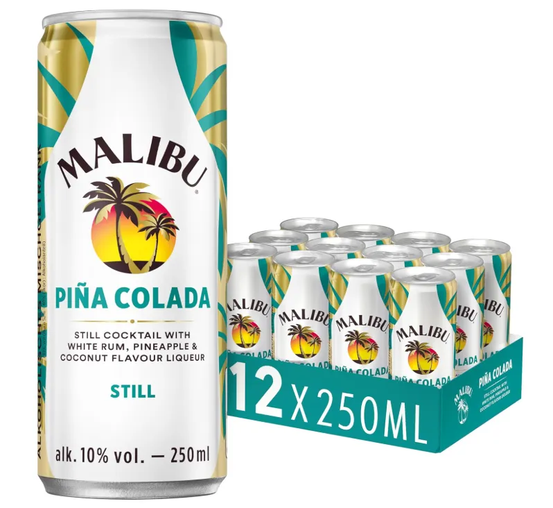Malibu Piña Colada fruchtig-frischer Mix aus weißem Rum Ananas-Geschmack und Kokos-Likör (250ml 12 Dosen à 10 Vol.-%) ab 20,61 € inkl. Prime-Versand zzgl. Pfand (statt 32,28 €)