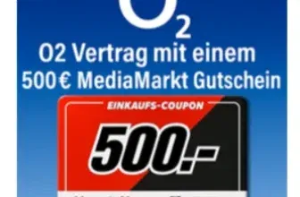 MediaMarkt Black Friday 🔥 o2 Mobile Unlimited Max (300 Mbit/s) mit 500€ Coupon +150€ Bonus + 6 Monate ChatGPT Plus – effektiv nur 4,07€/Monat