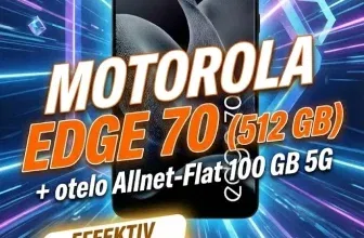 Gomibo: Motorola Edge 70 (512 GB) + otelo Allnet-Flat 100 GB 5G für 19,99 € / Monat + 103,95 € einmalig