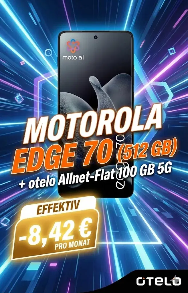 Schnäppchen, Deals und Rabattcodes des Tages: Motorola Edge 70 512 GB mit otelo Allnet-Flat 100 GB 5G