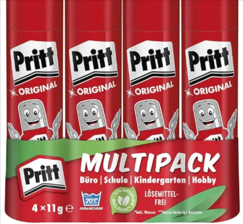 Pritt Klebestift sicherer und kinderfreundlicher Kleber (4x11g) ab 2,45 € inkl. Prime-Versand (statt 5,09 €)