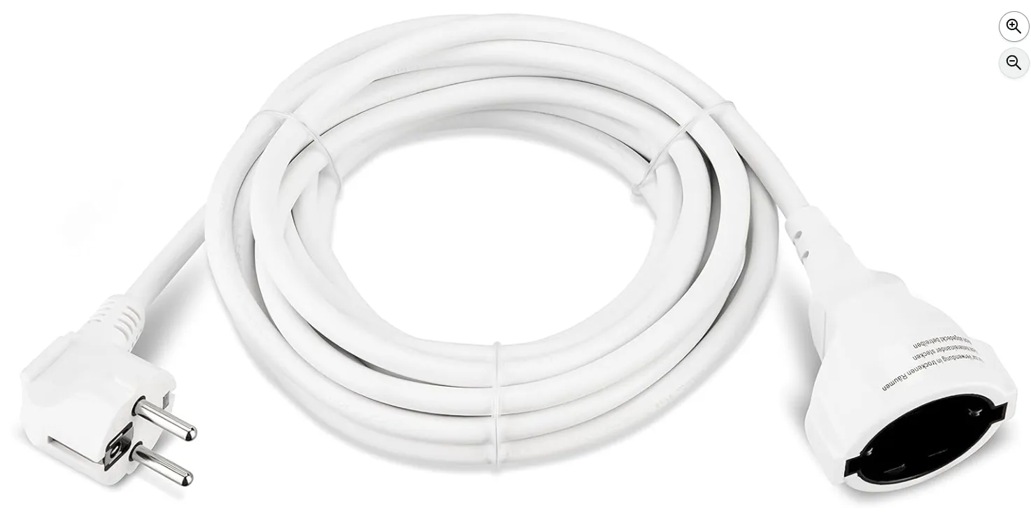REV Verlängerungskabel – 5m mit Winkelstecker weiß (3680 W, 2 Farben) für 5,26 € inkl. Prime-Versand (statt 13,99 €)