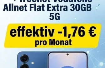 MediaMarkt Tarifwelt: Samsung Galaxy S25 (128 GB) + 50 € Online Bonus + freenet Vodafone Allnet Flat Extra 30GB 5G für 22,99 € / Monat + 74,94 € einmalig