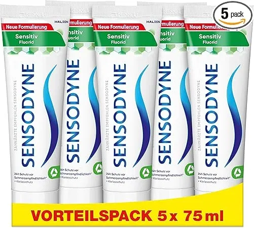 Sensodyne Zahnpasta Fluorid sensitiv 5er Pack (5x75ml) ab 11,44 € inkl. Prime-Versand