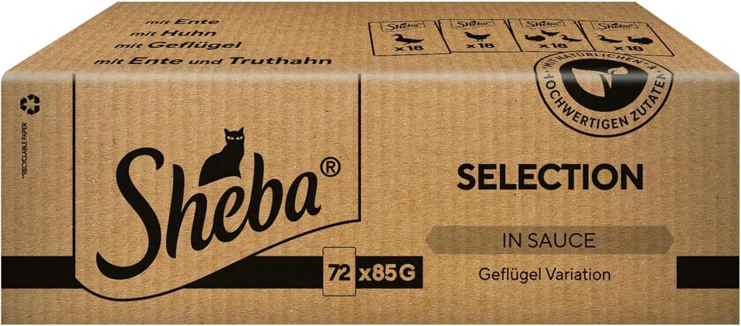 Sheba Katzennassfutter Selection in Sauce 72 Portionsbeutel (72x85g)