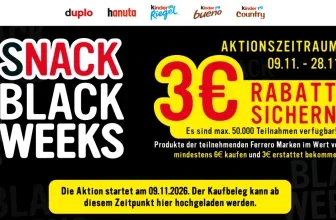 Ferrero Black Weeks 2026 mit 3 Euro Cashback auf ausgewählte Süßigkeiten
