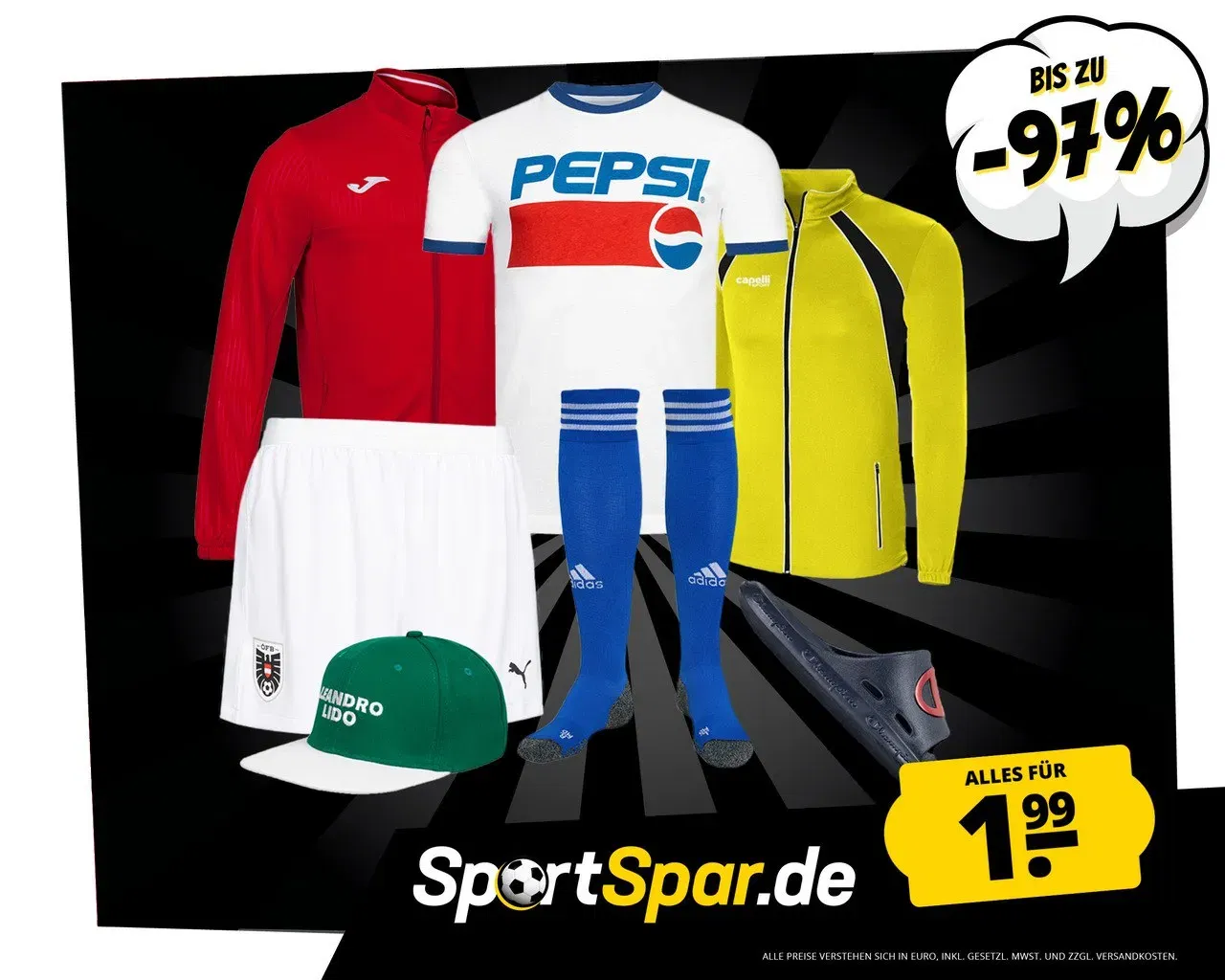 SportSpar FIXPREIS Tagesdeal – Alles für 1,99 €, zzgl. 4,95 € Versand