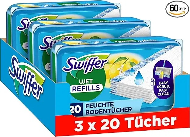 Swiffer Bodenwischer Nachfüllpackung Feuchte Bodentücher mit Citrusfrische-Duft (60 Stück) für 13,99 € inkl. Prime-Versand (statt 22,00 €)