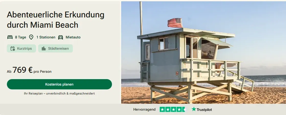 Miami Beach Rundreise – 8 Tage Sonne, Strand und Freiheit ab 769 € pro Person inkl. Flüge/ Mietwagen und Zug zum Flug
