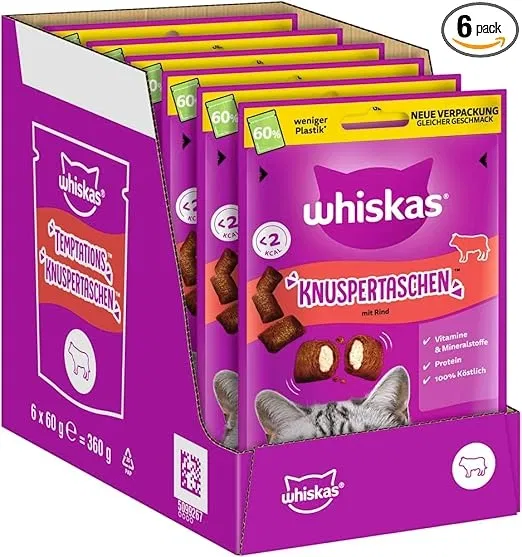 Schnäppchen, Deals und Rabattcodes des Tages - WHISKAS Knuspertaschen Katzensnacks mit Rind