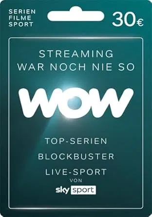 WOW Streaming Guthabenkarte (Gutschein per Post) für 25,50 € inkl. Prime-Versand (statt 30,00 €)