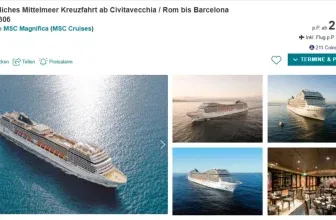 Westliches Mittelmeer Kreuzfahrt mit der MSC Magnifica: 6 Tage Luxus mit Vollpensoin ab 211€