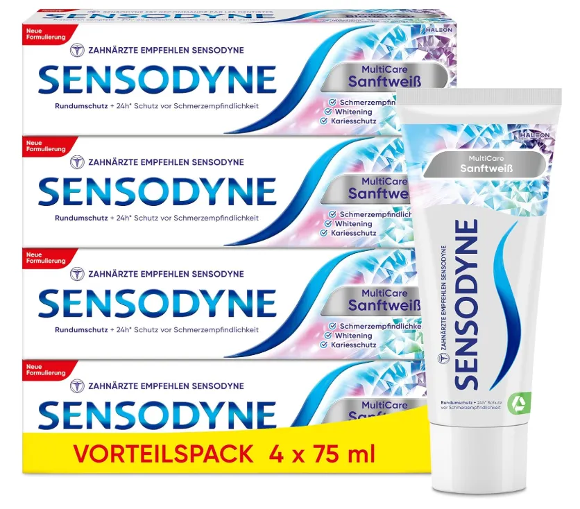 Zahnpasta – Sensodyne MultiCare Sanftweiß (4x75ml) ab 11,26 € inkl. Prime-Versand (statt 17,80 €)