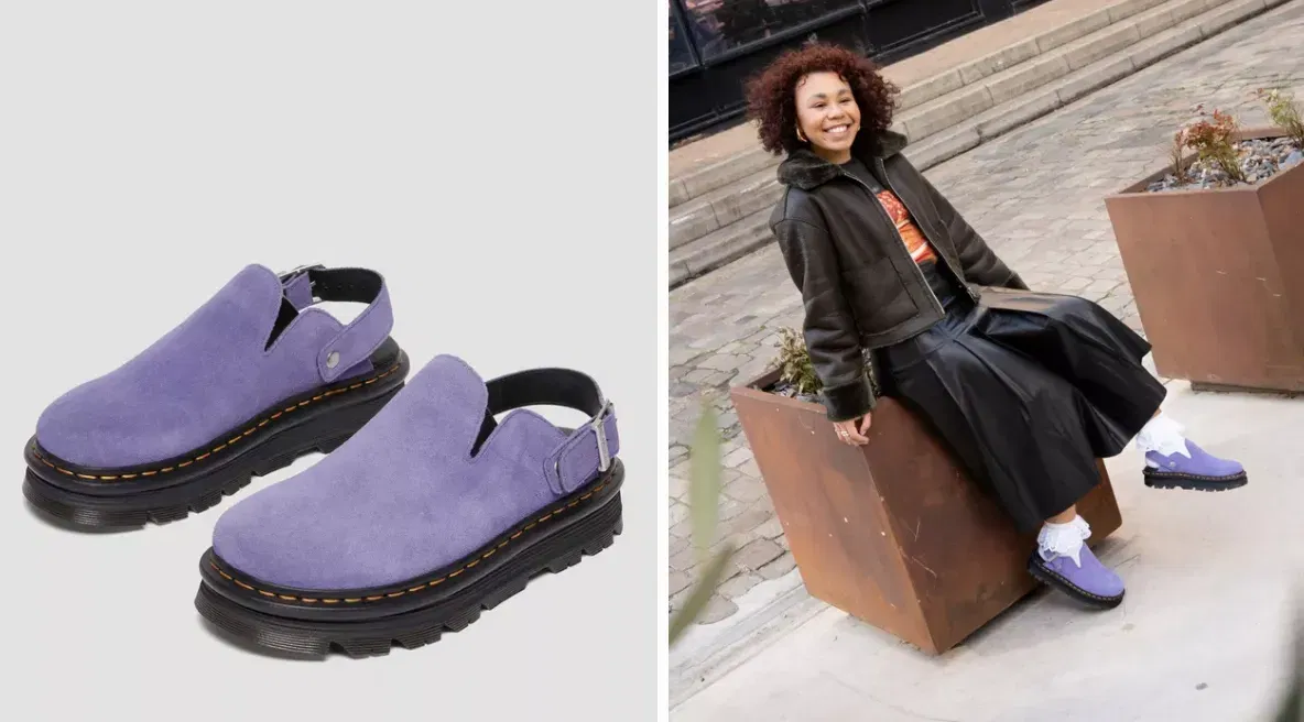 Dr. Martens ZebZg Mule Sandalen lila (Gr. 36-48) für 70,00 € inkl. Versand (statt 97,99 €)