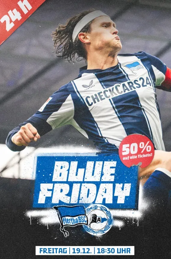 Hertha Blue Friday 🔵⚪50 % auf Heimspiel-Tickets gegen Bielefeld – Tickets ab 15€