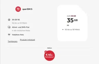 Sparsim Black Friday: Günstiger 5G-Tarif im D2-Netz mit 35 GB für 5,99 €/Monat + 40 € Wechselbonus