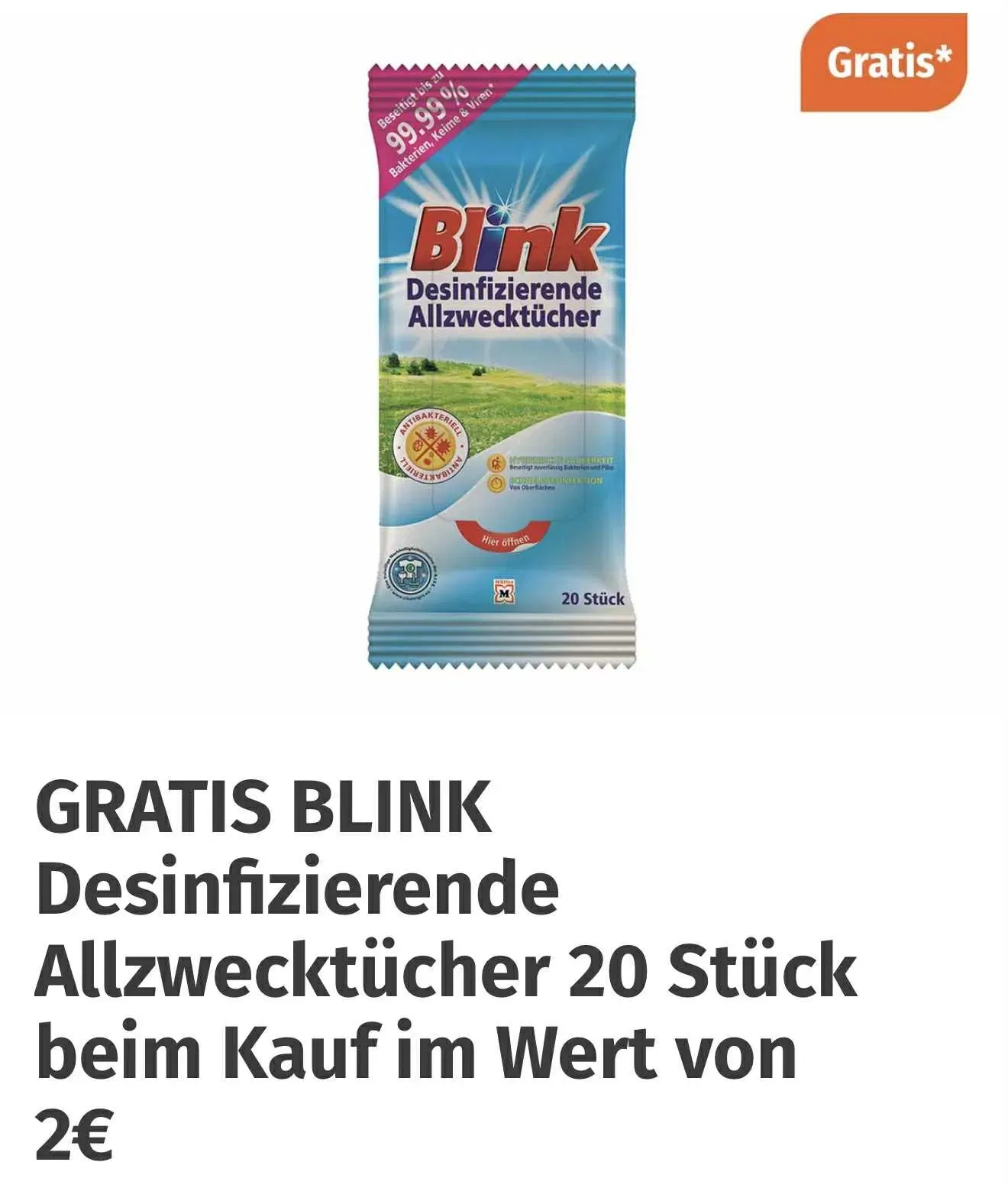 Gratis BLINK Allzwecktücher bei Müller – mit Coupon in der App [MBW 2€]
