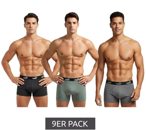 9ER Pack PUMA Basic Boxer-Shorts 100003547 001 (Gr. S bis XXL Schwarz/Grau-meliert/Grün) für 37,99 € inkl. Versand (statt 55,98 €)