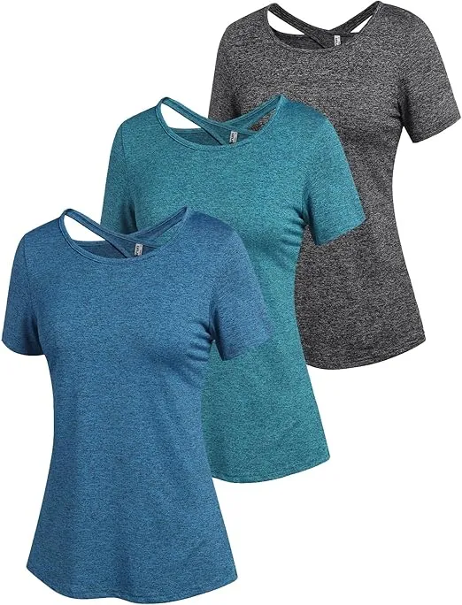 ADOME Damen Sport Fitness T-Shirt Kurzarm 3er Pack (11 Farbenkombinationen, Gr. S bis XXL) für 18,19 € inkl. Prime-Versand (statt 25,99 €)