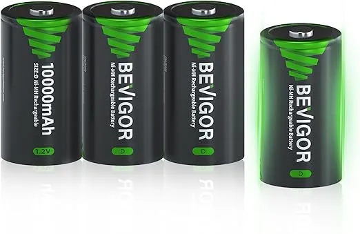 BEVIGOR 10000mAh D Akkus Typ D wiederaufladbare NI-MH Batterie 4er Pack für 14,44 € inkl. Prime-Versand (statt 19,99 €)