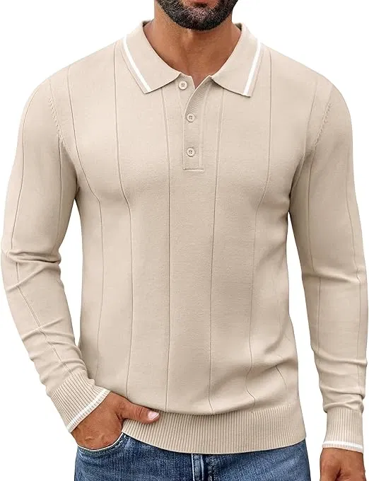 COOFANDY Herren Langarm Strickpullover mit Polokragen (7 Farben, Gr. S bis XXL) für 13,59 € inkl. Prime-Versand (statt 23,99 €)